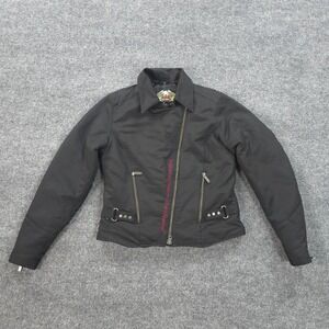 Harley Davidson Jacket Womens Small Black Embroidered Wings Motorcycle Biker HD